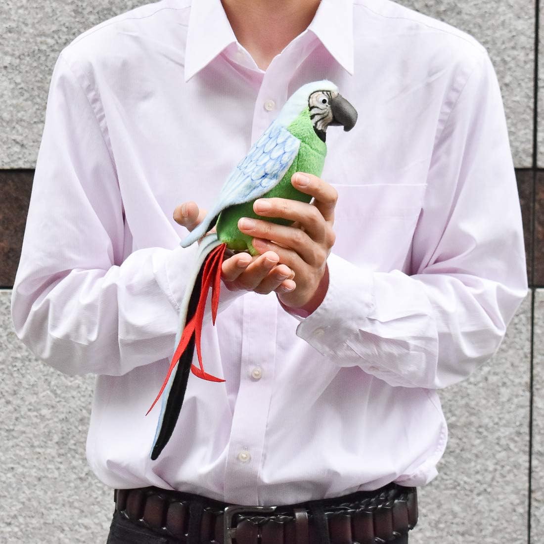Hansa Parrot Plush Animal Toy, 7", Green and Blue