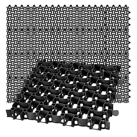 BigDean 20x Rasengitter Paddockplatte SCHWARZ 50x50 cm Rasenmatten Rasenwaben Kiesgitter Parkplatzrasen 5 m²