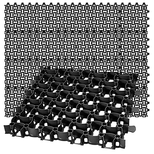 BigDean 20x Rasengitter Paddockplatte SCHWARZ 50x50 cm Rasenmatten Rasenwaben Kiesgitter Parkplatzrasen 5 m²