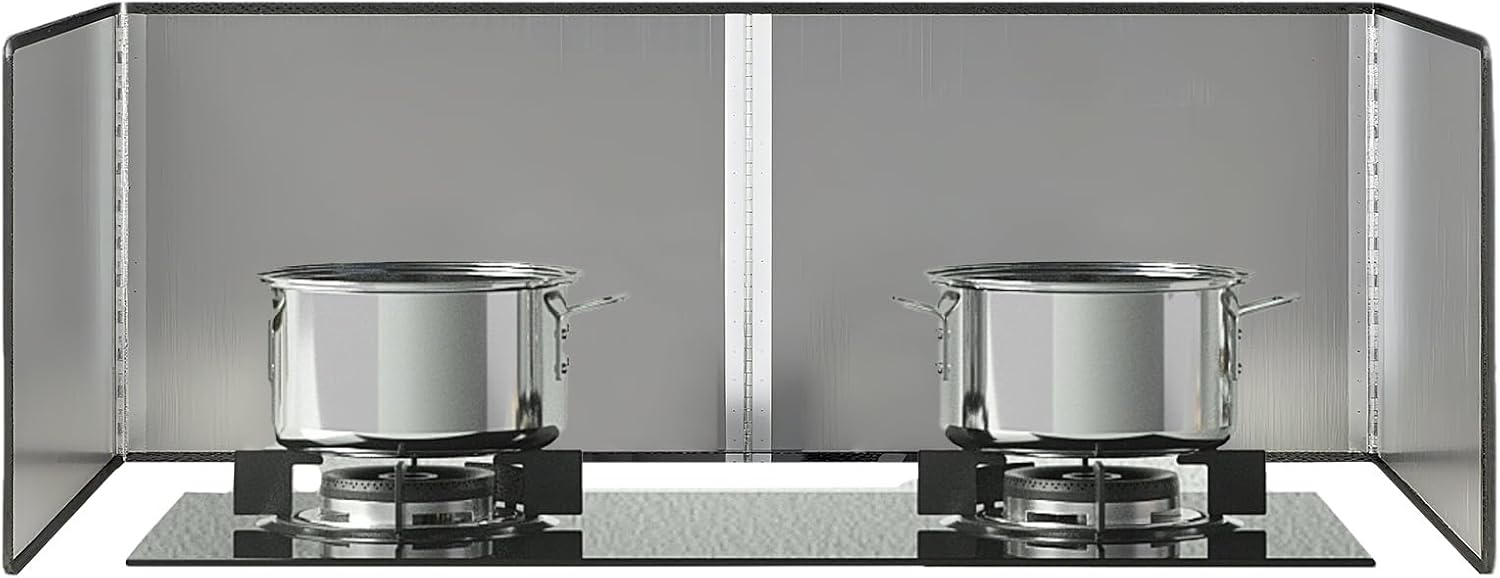 4 Sided kitchen backsplash protector,Stove Splash Guard, Foldable Stable Steel Splash Suitable for Stoves,Gas Stoves, and Frying Pans,Size: 11.8 * 15.7 inches