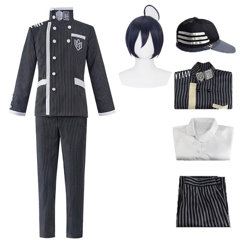 ETEBAS Saihara Shuichi Costume Cosplay Uniform Suit Hat Outfit With Wig