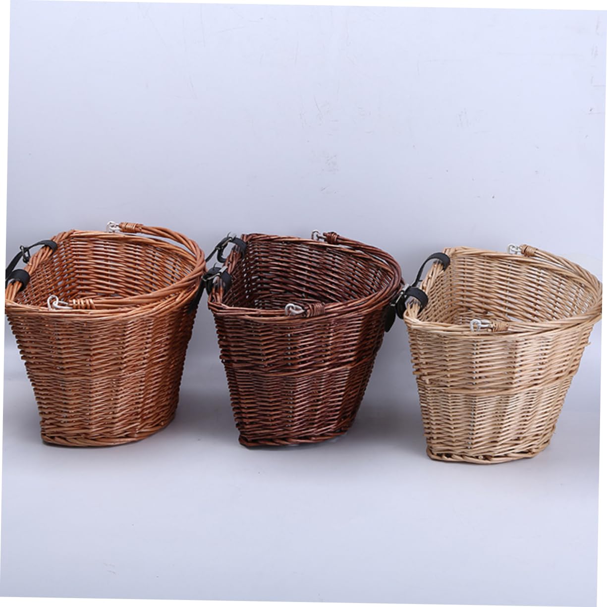 BESTonZON Cesta De Bicicleta Cesta De Mimbre con Asa Cestas De Mimbre Cesta para Cesta De Mimbre Grande Cesta De Ratán Cesta para Cesta De Comida Cesta Delantera Cesta De Bambú Marrón