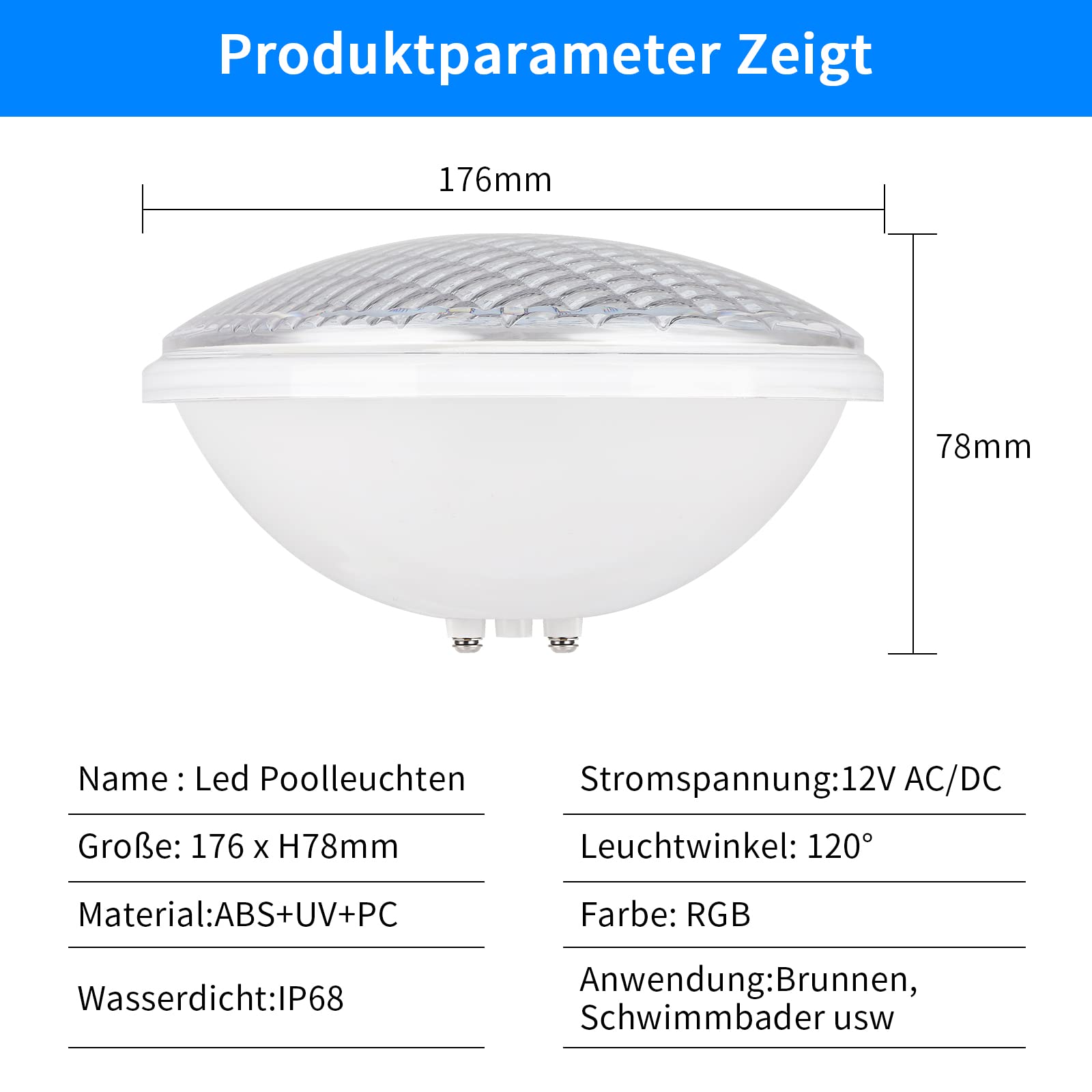 COOLWEST 54W LED Illuminazione della piscina, luce subacquea RGB Multi Color LED Pond Illuminazione, PC Impermeabile 12V AC/DC con telecomando per piscina o spa del bagno dell'acquario