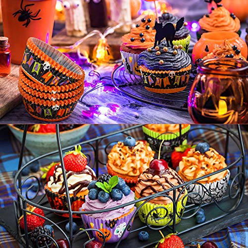 600 Pieces Halloween Cupcake Liners Halloween Pumpkin Colorful Donuts Baking Cups Disposable Paper Cupcake Wrappers Muffin Case Trays Baking Wraps For Halloween Birthday Party() #TOP3