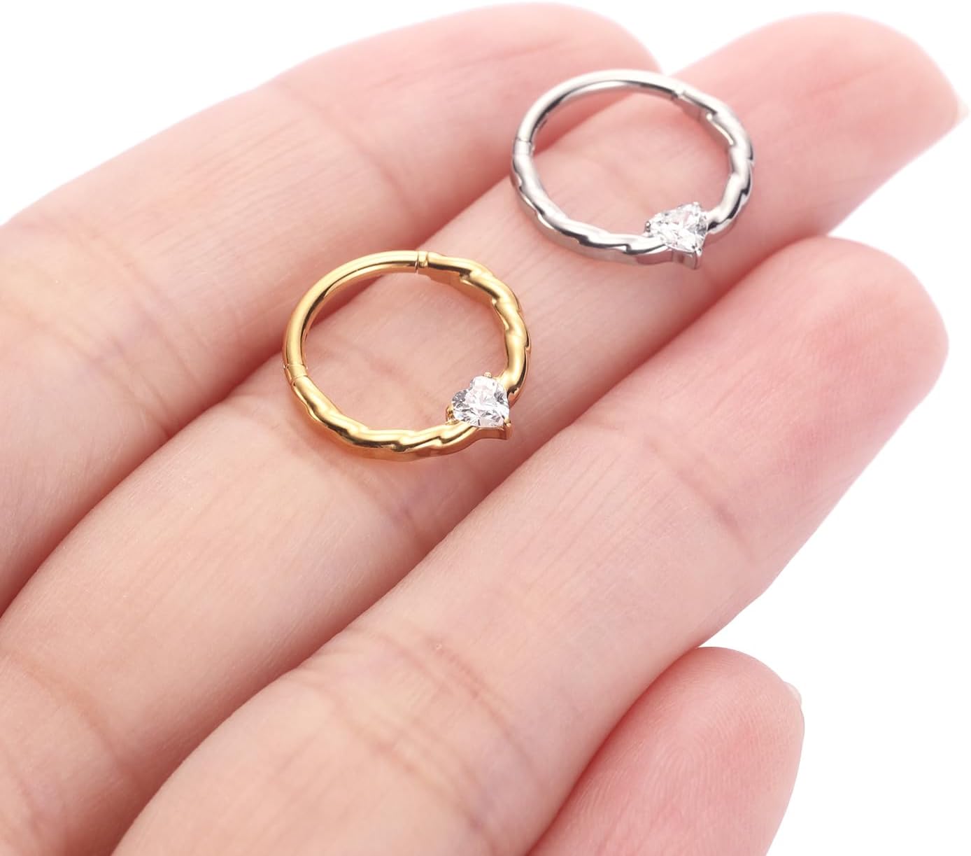 PEAKLINK Surgical Steel Septum Ring Nose Ring Hoop Daith Earrings Septum Jewelry Gold Silver Seamless Clicker Ring Tragus Cartilage Conch Helix Rook Hoop Earrings 8mm 10mm - Image 3