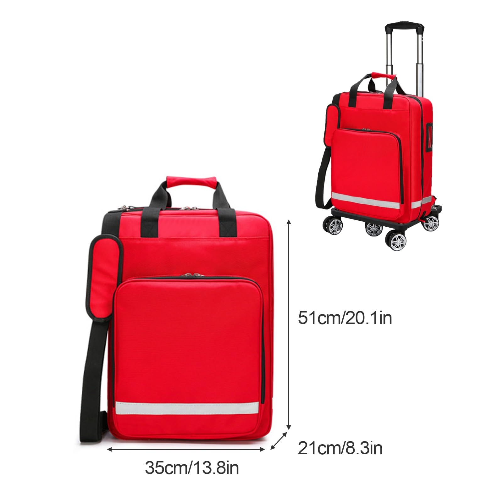Maletín Grande For Emergencias Médicas,Ruedas Silenciosas For Escalada,Almacenamiento Científico,Herrajes Duraderos,Bandas Reflectantes,Botiquín De Primeros Auxilios