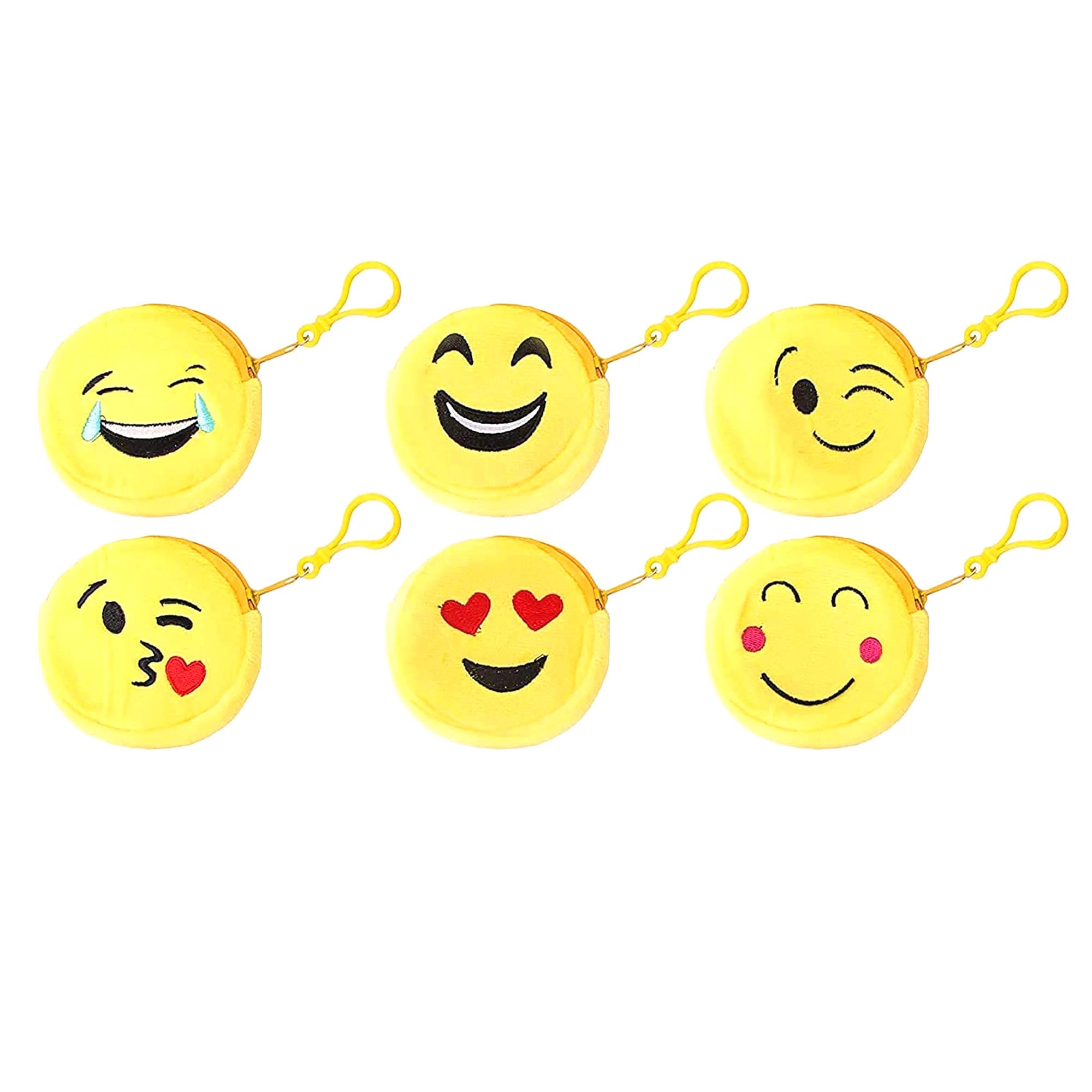 (Pack of 6) CuteEmoji Smiley Soft Plush Zip Pouch | Cute Coin & Earphone Purse for Kids | Perfect Return Gift & Party Favor-image-43