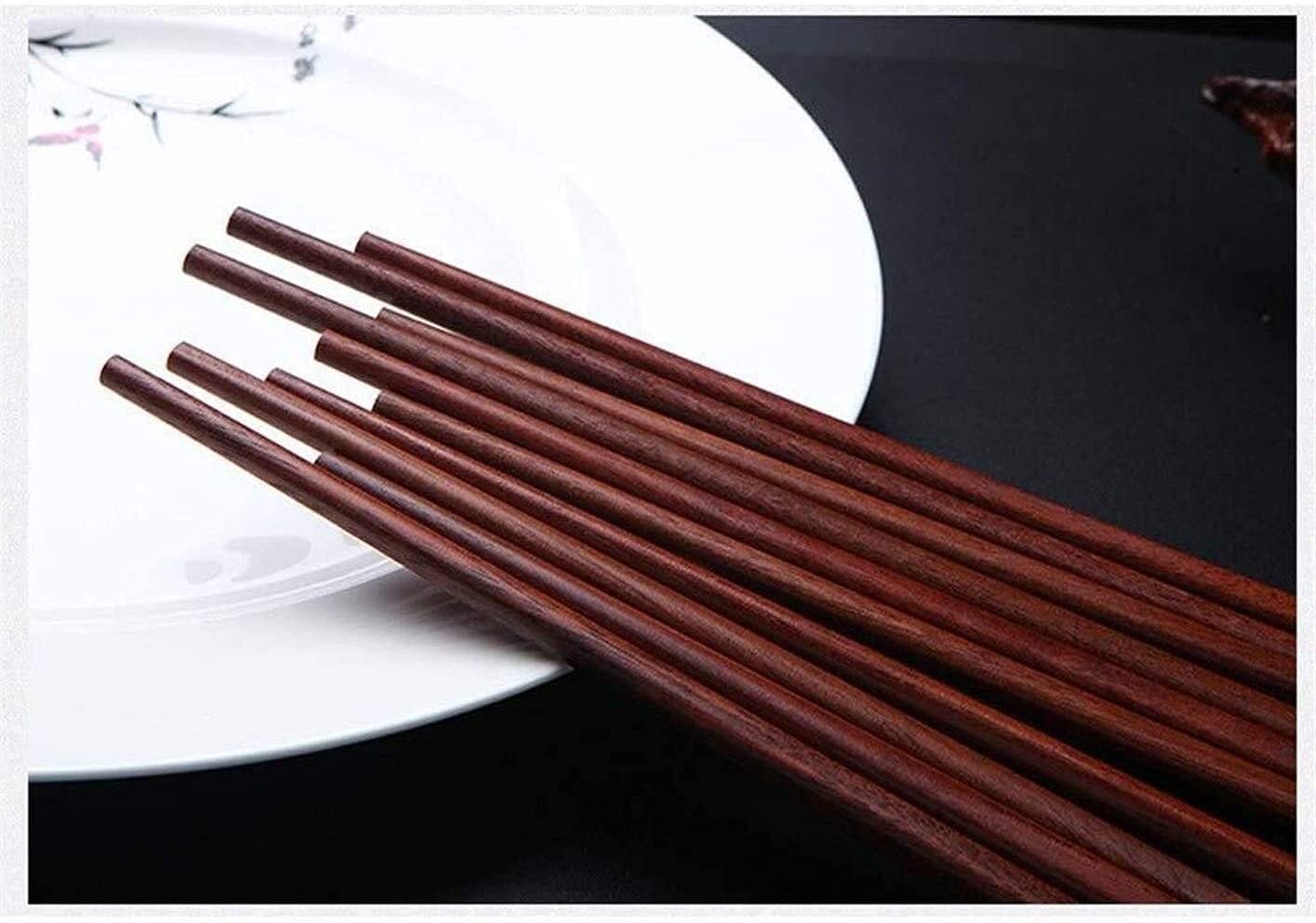 baguettes chinoises réutilisables Baguettes naturales en bois de santal rouge sans peinture et cire, vaisselle portable, non-glip / haute température, réutilisable, 10 paires, 25,3 cm de protection de