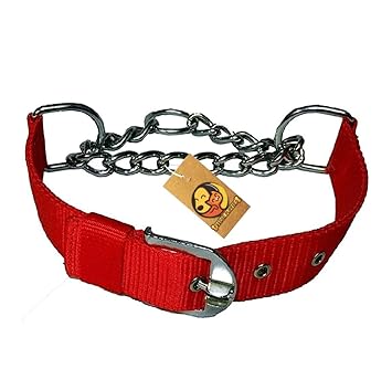 Foodie Puppies Strong Nylon Choke Half Chain Martingale Collar for Dogs (1inch, Red)