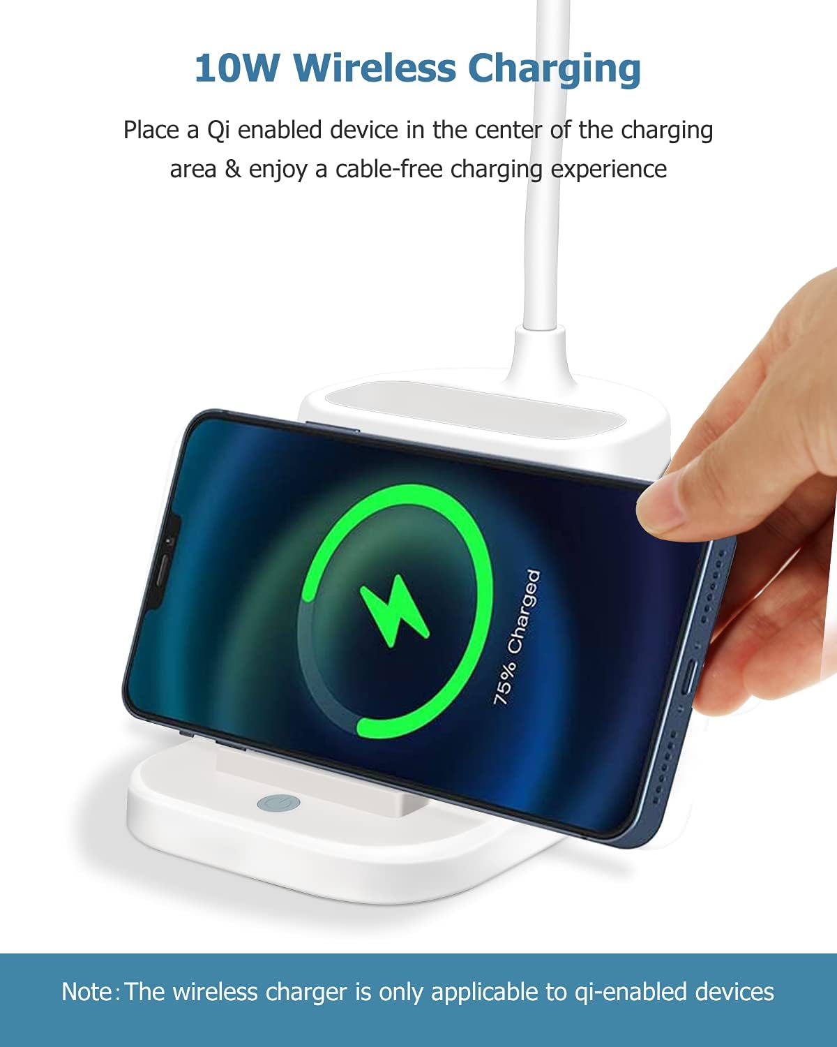 LED Desk Lamp with Wireless Charger, Eye-Caring Desk Lamps for Home Office with Pen Holder, Table Lamp with 3 Lighting Modes, 360°Flexible Gooseneck, Touch Control, Desk Lamp for College Dorm Room - - 