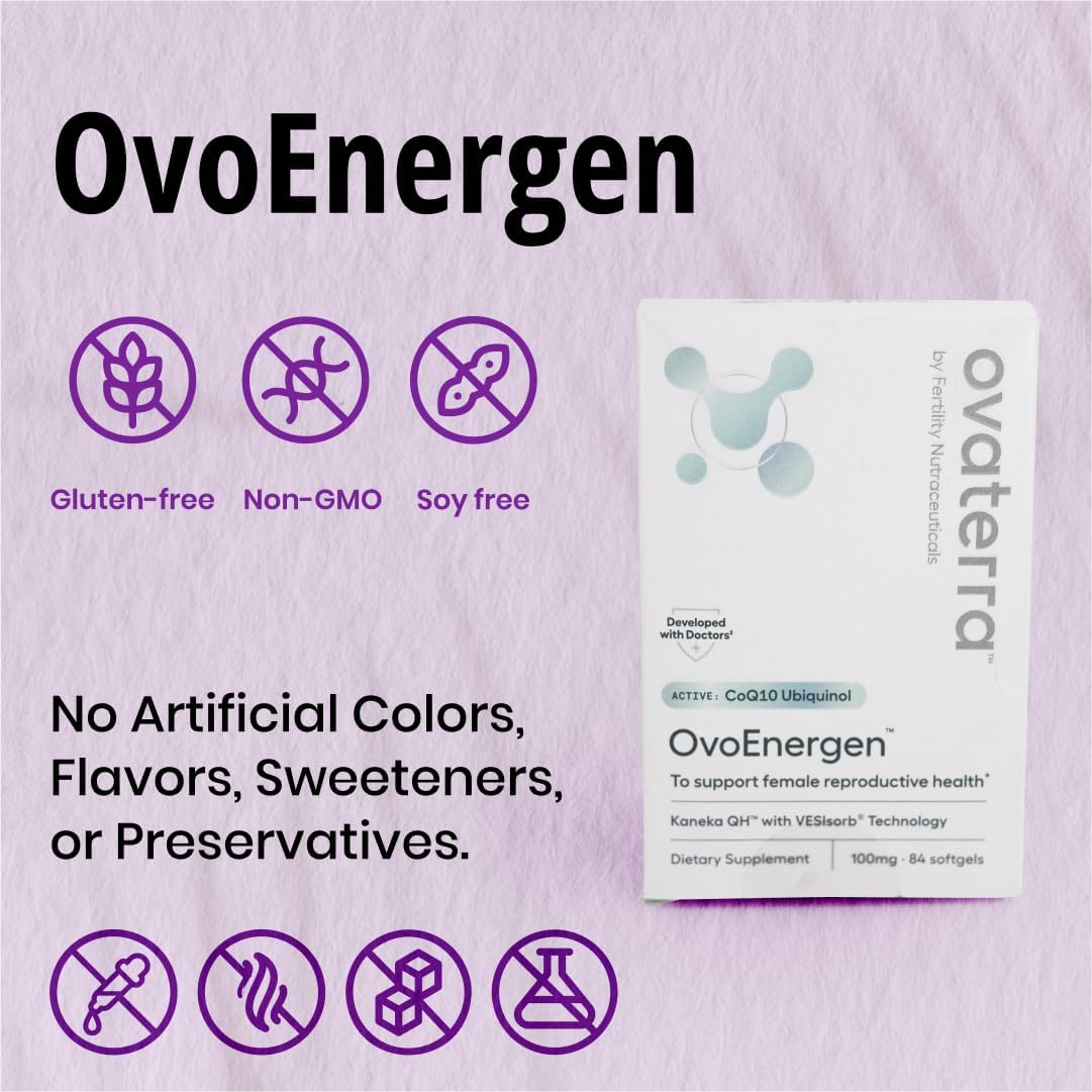 OvoEnergen CoQ10 Supplement for Women to Support Reproductive Health and Egg Health Fertility Booster with Kaneka QH, VESIsorb® Technology 84-100mg Softgel Capsules - 28 Day Supply - Image 3