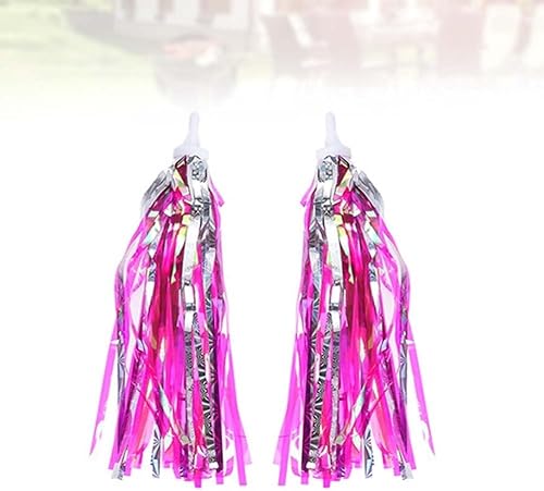 Miniatura 7 de Garneck Cinta de borla de bicicleta para manillar de bicicleta, cinta fácil de fijar a manillar de bicicletas para niños, 4 unidades (rosa plateado)