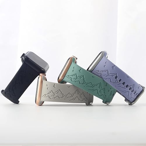 Miniatura 7 de Mountain Range - Correa de silicona grabada compatible con Apple Watch de 1496 pulgadas 1575 pulgadas 1614 pulgadas para mujeres y hombres idea de