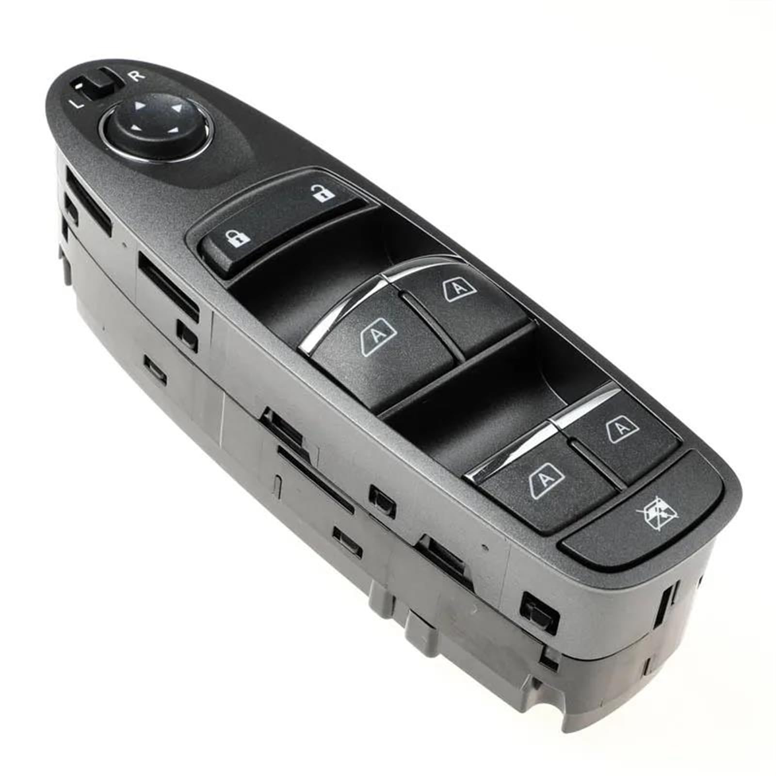 Do Infiniti Q50 (2014-2018): wyłącznik główny do elektrycznego podnośnika szyb na drzwiach kierowcy po lewej stronie, numer części 25401-4GA7A (254014GA7A).