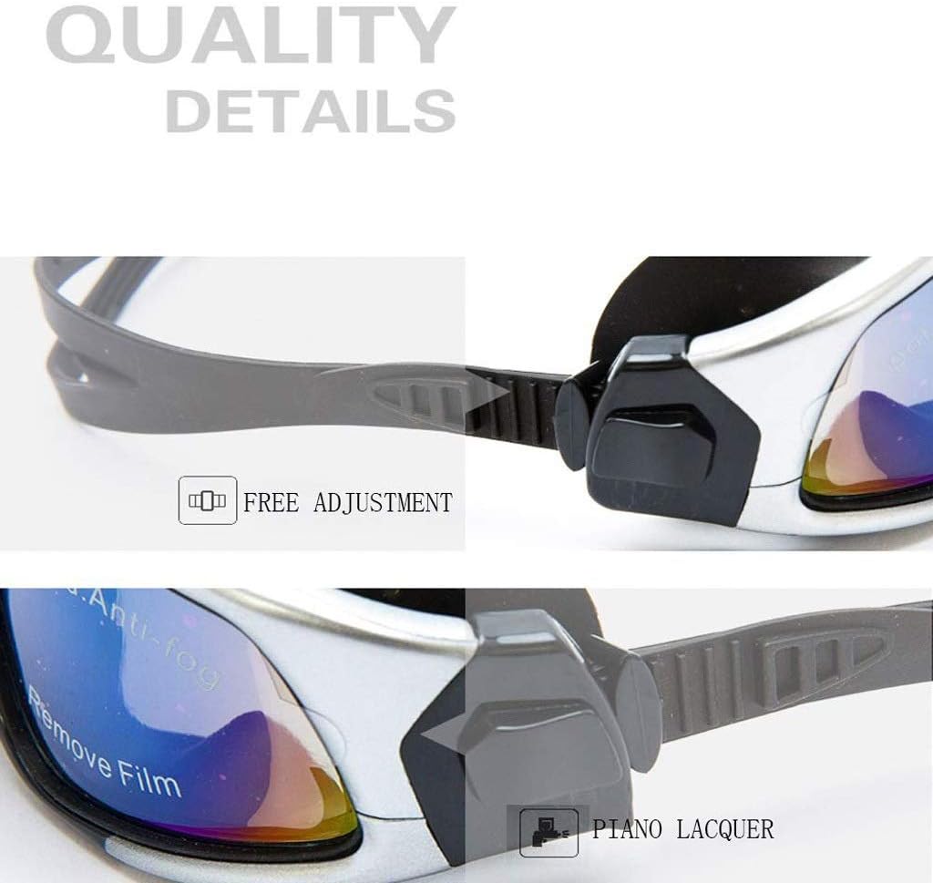 プレミアムビッグフレームスイムゴーグル、スイミングゴーグル 曇り止め、漏れなし、UV保護とクリアレンズ付き、広視野、男性、女性、大人