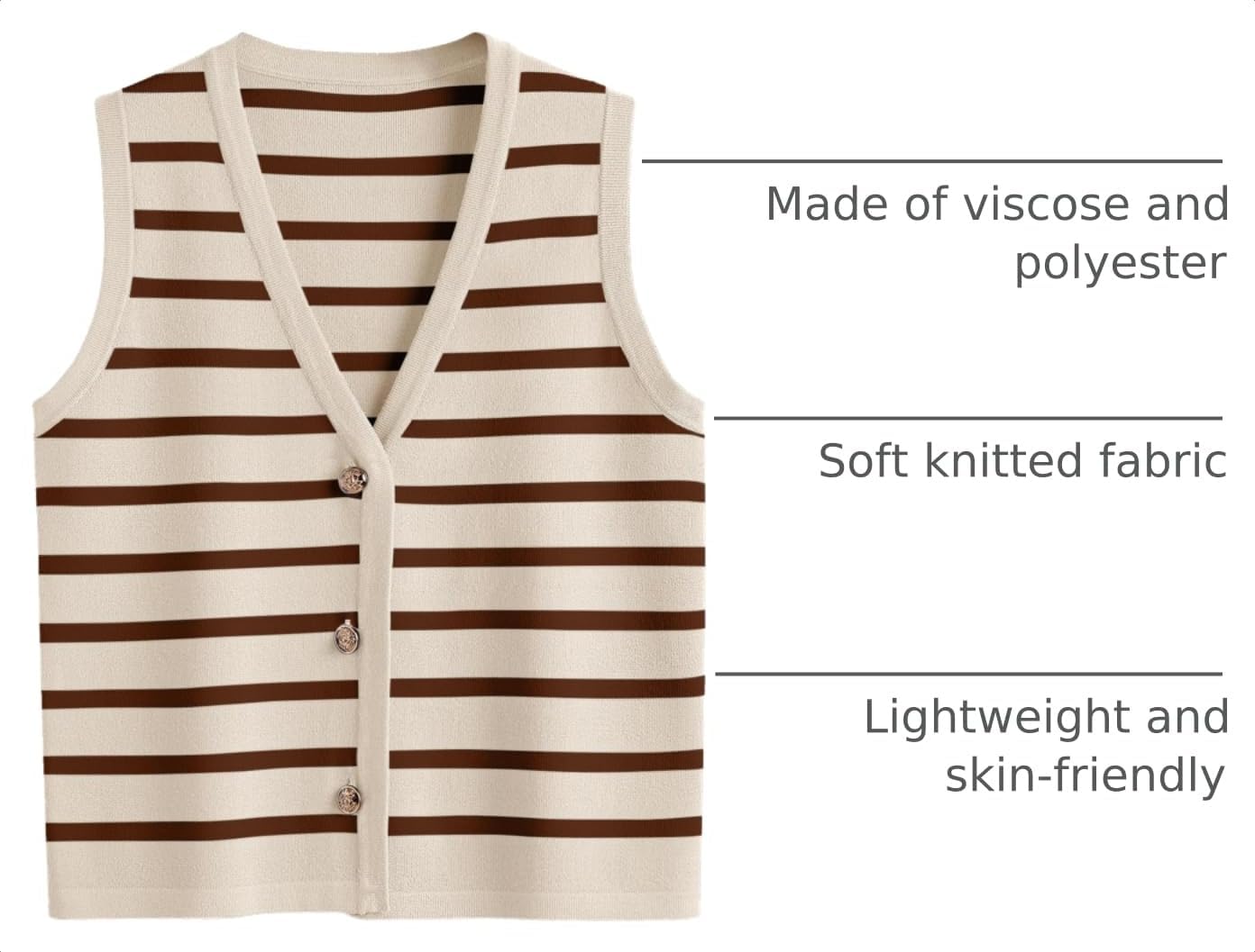 LILLUSORY Vest Tops for Women Striped Sweater Vests 2026 Fall Outfits image 4