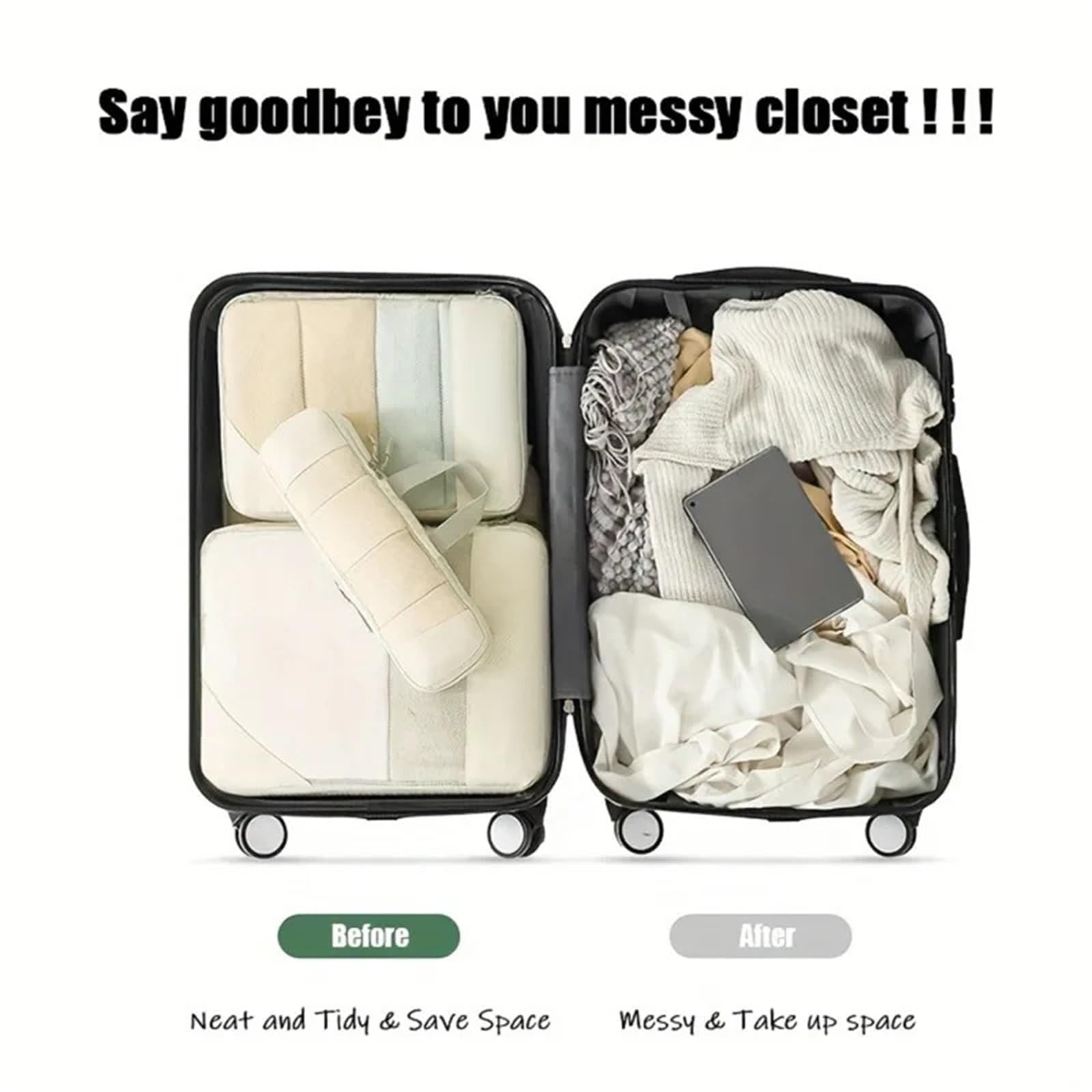 5 cubi di compressione for valigie, accessori da viaggio, organizer espandibili, leggeri Organizer per valigie(Black 5pcs)