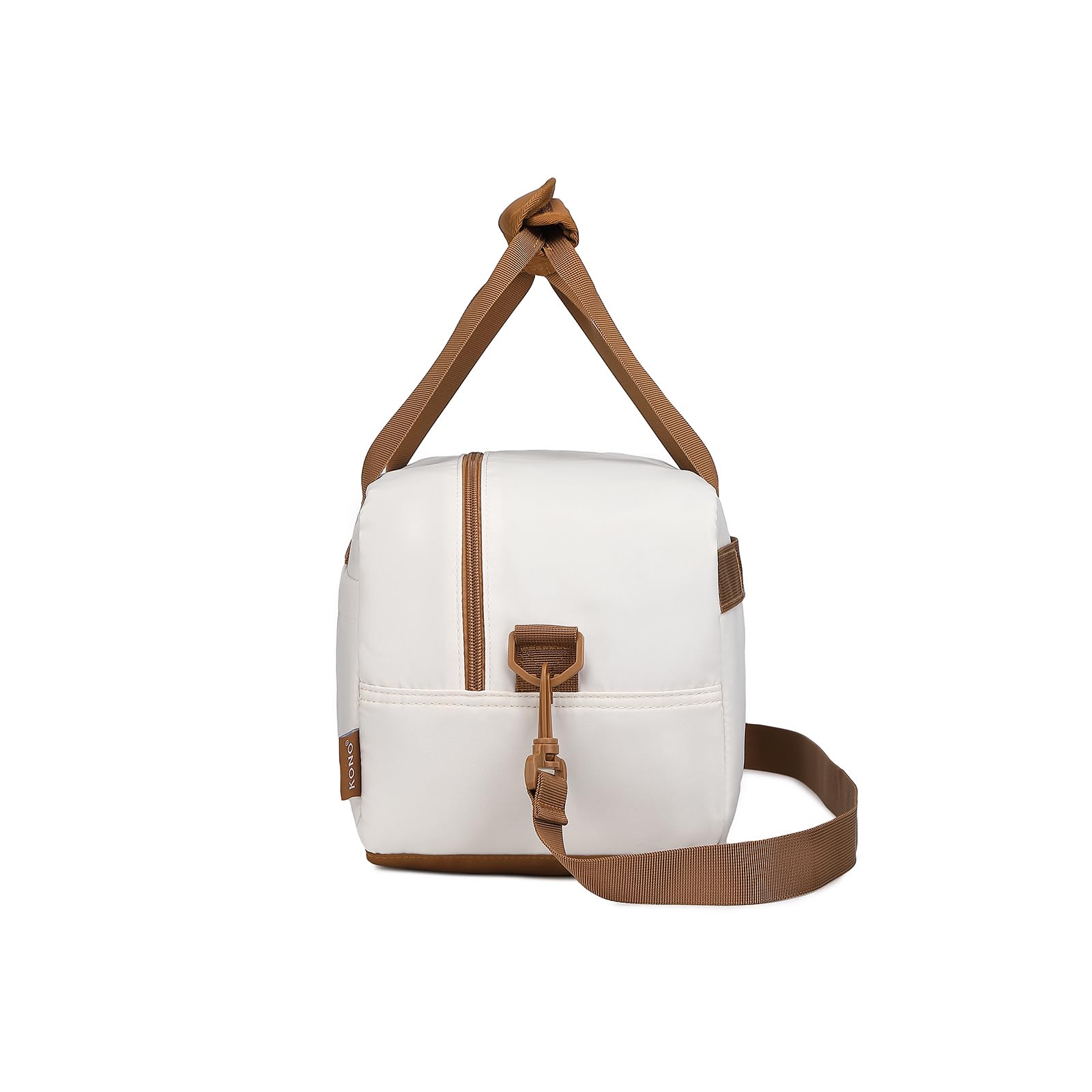 Kono Holdall Bagaż kabinowy, torba podręczna pod siedzenie, torba lotnicza z paskiem na ramię, Beżowy/brązowy, S(35x20x20cm)