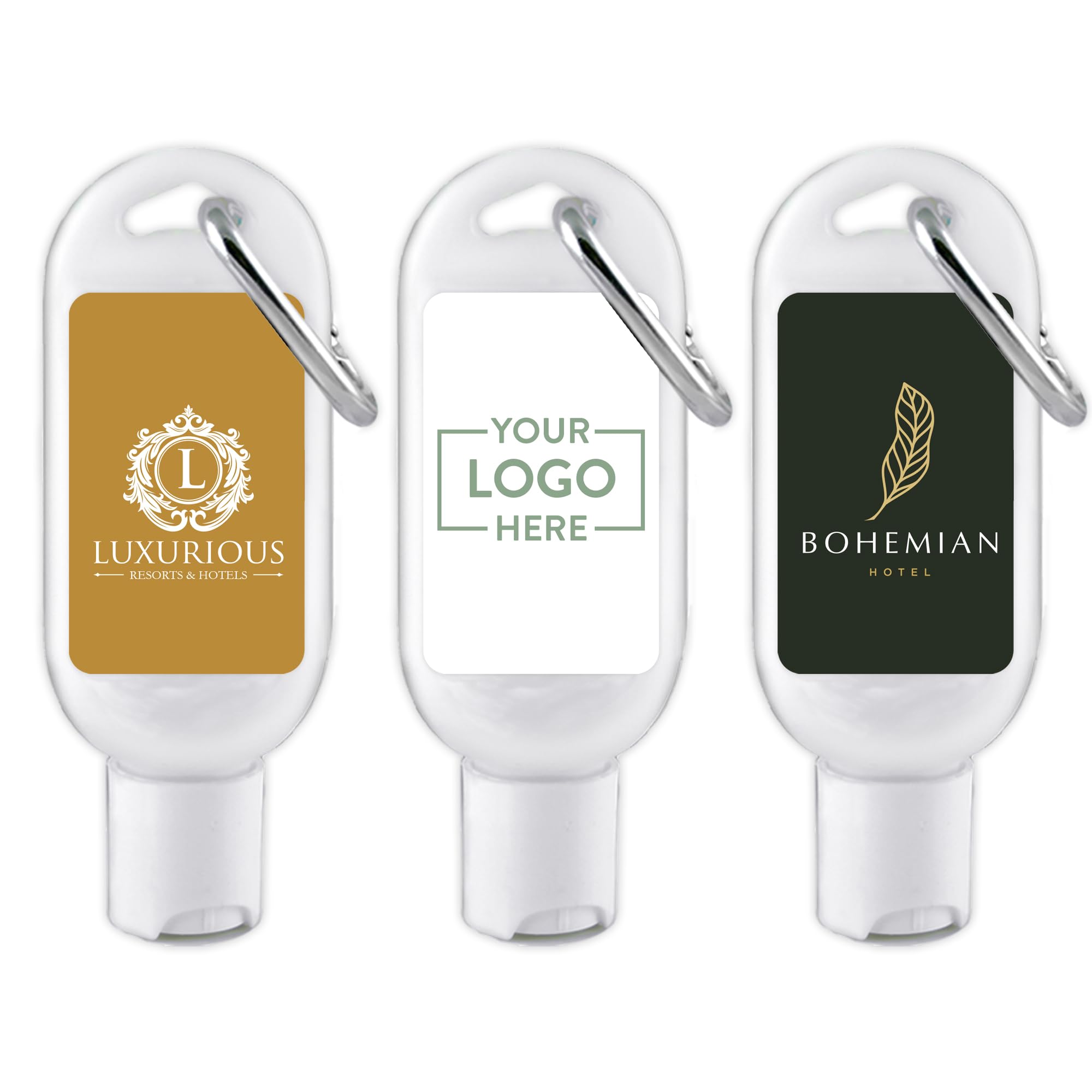 Promotional Sunscreen SPF 30 with Carabiner, Custom Sunscreen - Promotional Product/Bulk with Your Logo/Customized - 12 Quantity