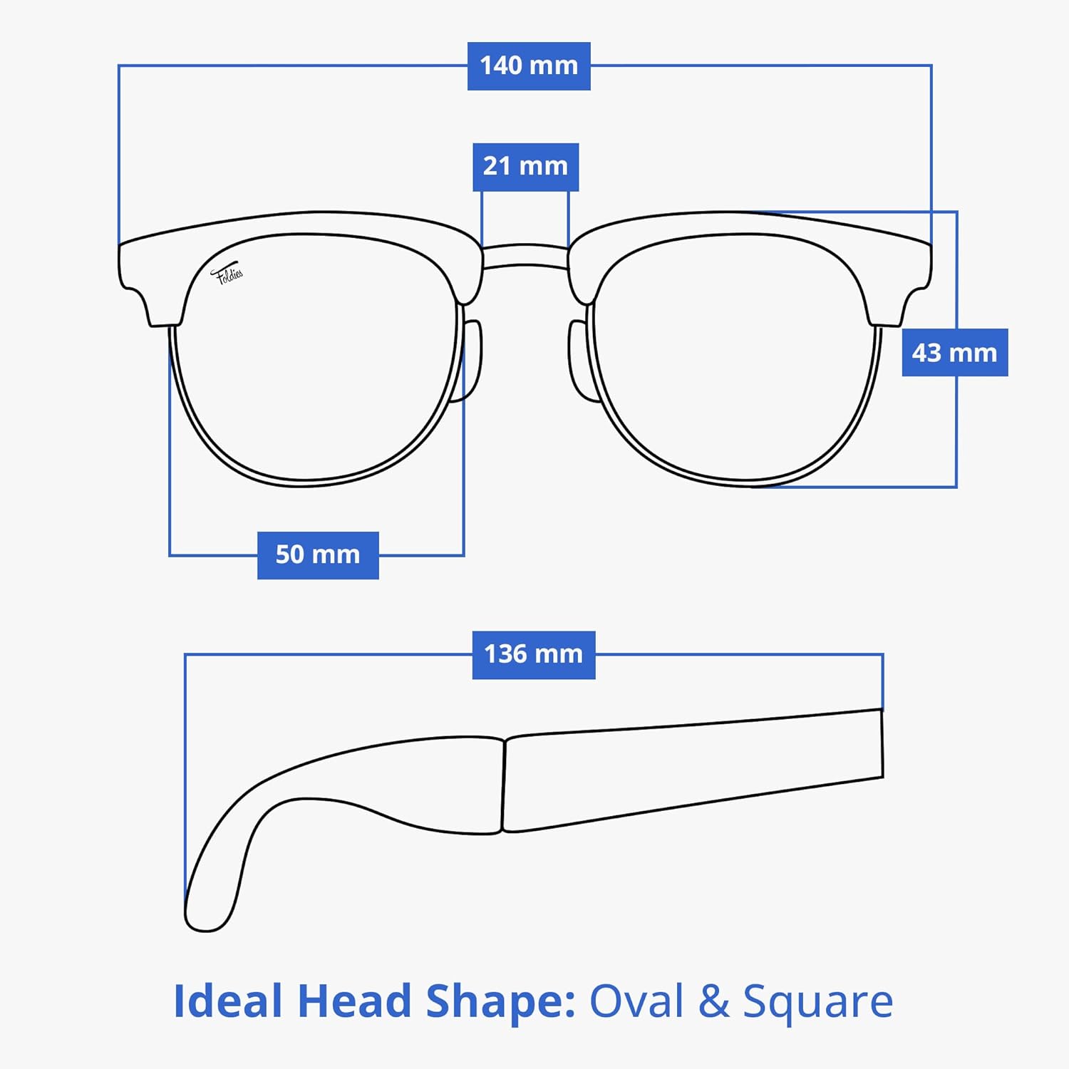 Foldies Browline Folding Sunglasses Polarized, UV400, UVA, UVB Protection for Men Women, Folding Sunglasses Leather Case