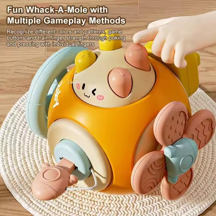 Image of 6-in-1 Baby Sensory Busy Cube Toy for Toddlers - Montessori Educational Activity Cube - Fine Motor Skills Quiet Travel Toy for Infants (Orange)