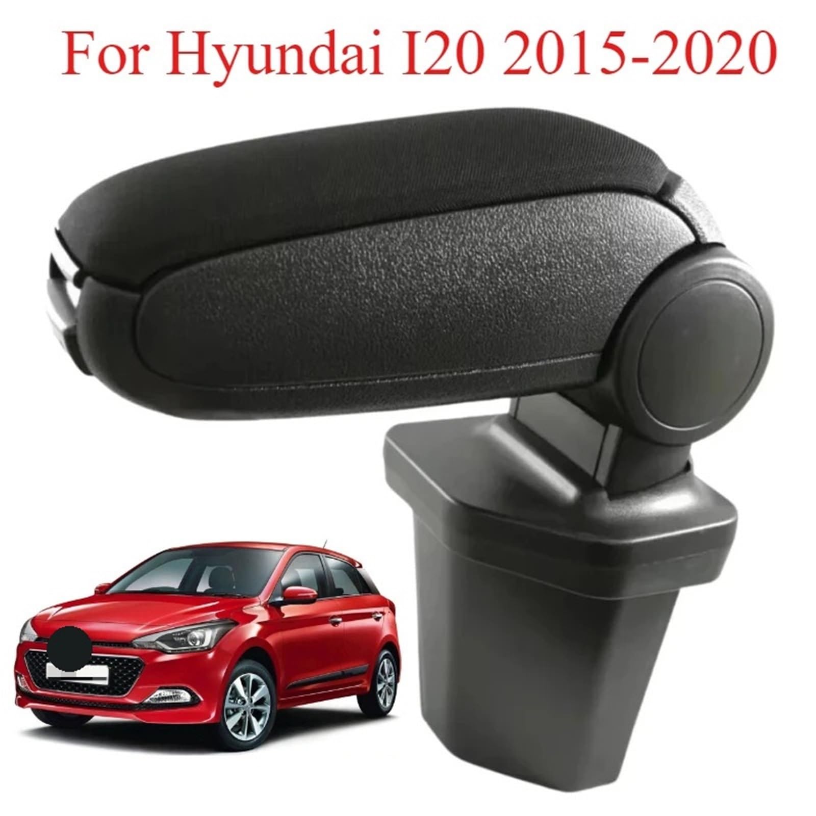 pokrowiec na podłokietnik Ochrona Podłokietnika Pasuje do Hyundai I20 2015-2020 Podłokietnik konsoli środkowej Czarny materiał Oryginalny montaż akcesoriów wnętrza samochodu
