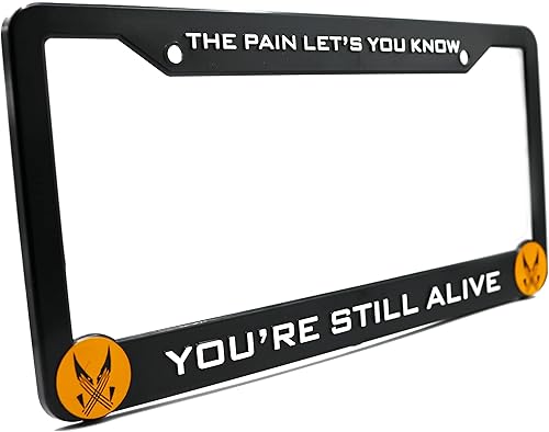 Miniatura 5 de Pain Let's You Know You're Still Alive for Wolverine - Marco de matrícula elevado 3D | 1 paquete de cubierta para placa de matrícula de personajes |
