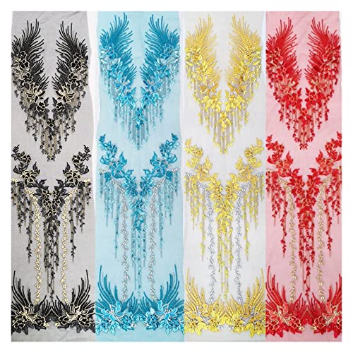 Appliques en dentelle fleur strass multicolore perles robe mariée bricolage - 4