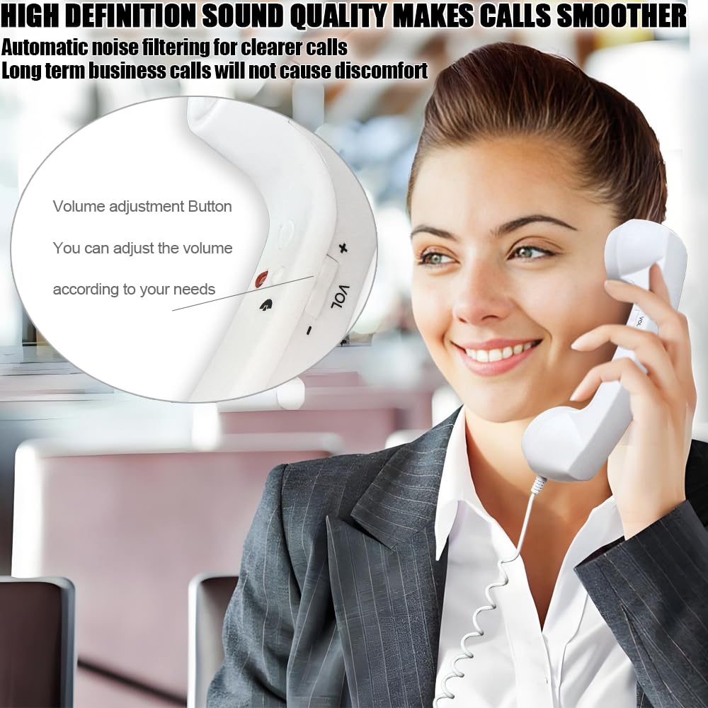 Kyduu Auricular telefónico Retro y Vintage, Receptores telefónicos Retro, Receptor de teléfono Retro como Auricular, Teléfono Retro Auricular Vintage para Celulares para móvil, Tablet (Blanco) — view 3