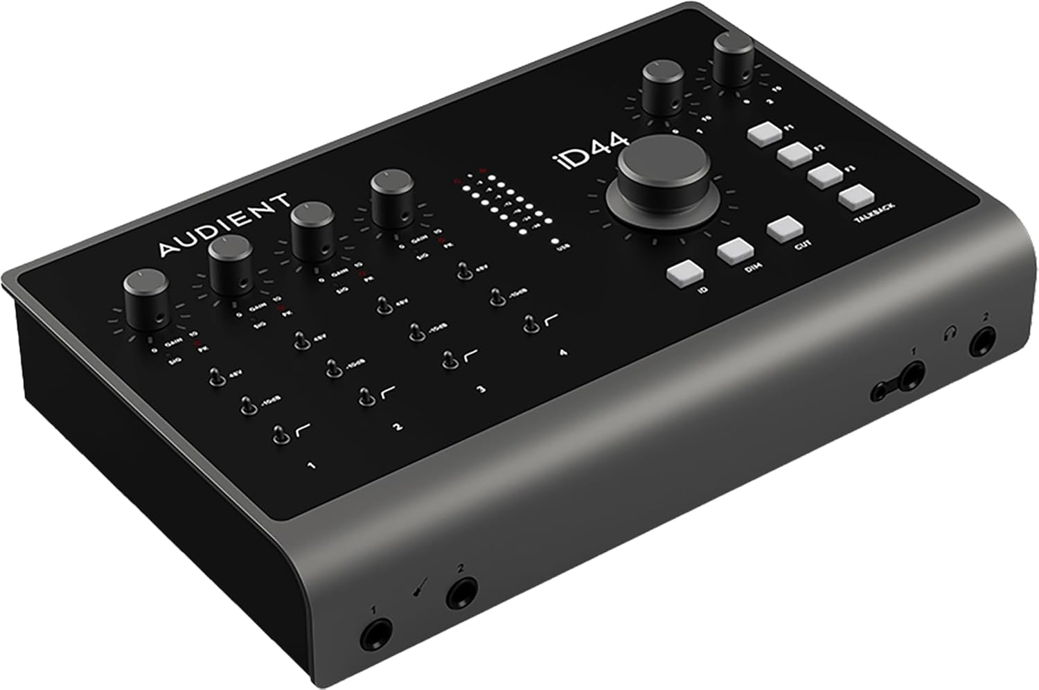 Audient ID44MKII USB Audio Interface Bundle with 2 Instrument Cables, 4 XLR Cables, and Austin Bazaar Polishing Cloth