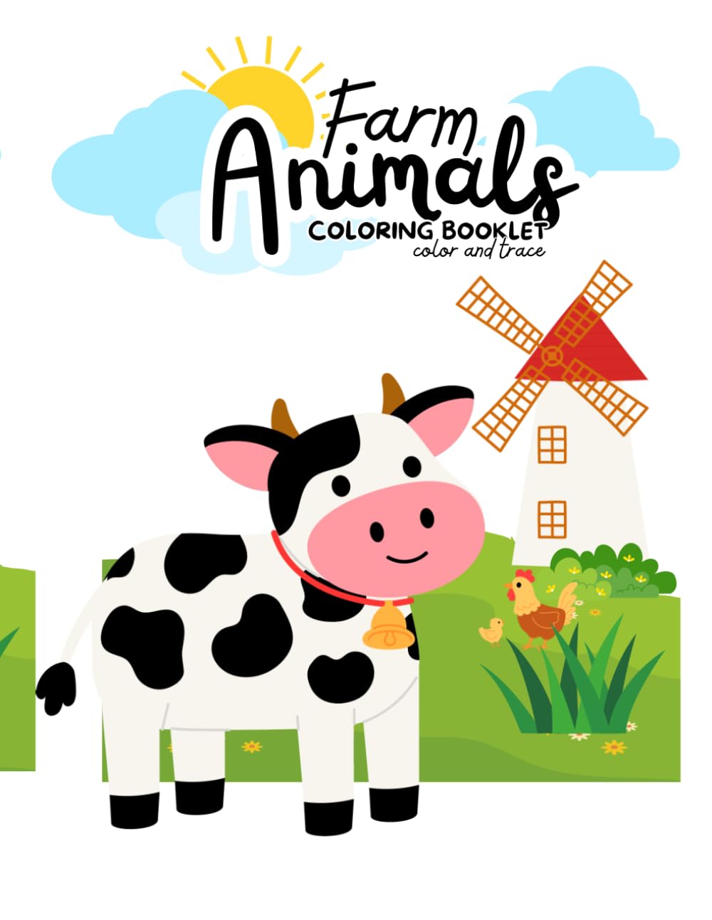 Farm Animals Coloring Book for Kids Ages 3 - 9: Cute Farm Animal Coloring Pages for Toddlers and Preschoolers