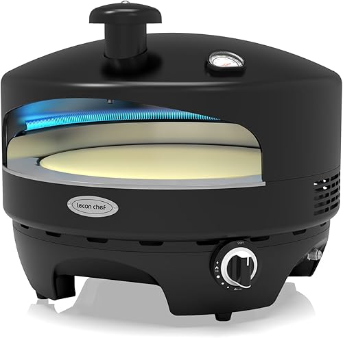 Horno de pizza de 16 pulgadas para exteriores, horno de pizza a propano con piedra de cordierita, termómetro integrado, a gas para patio trasero y