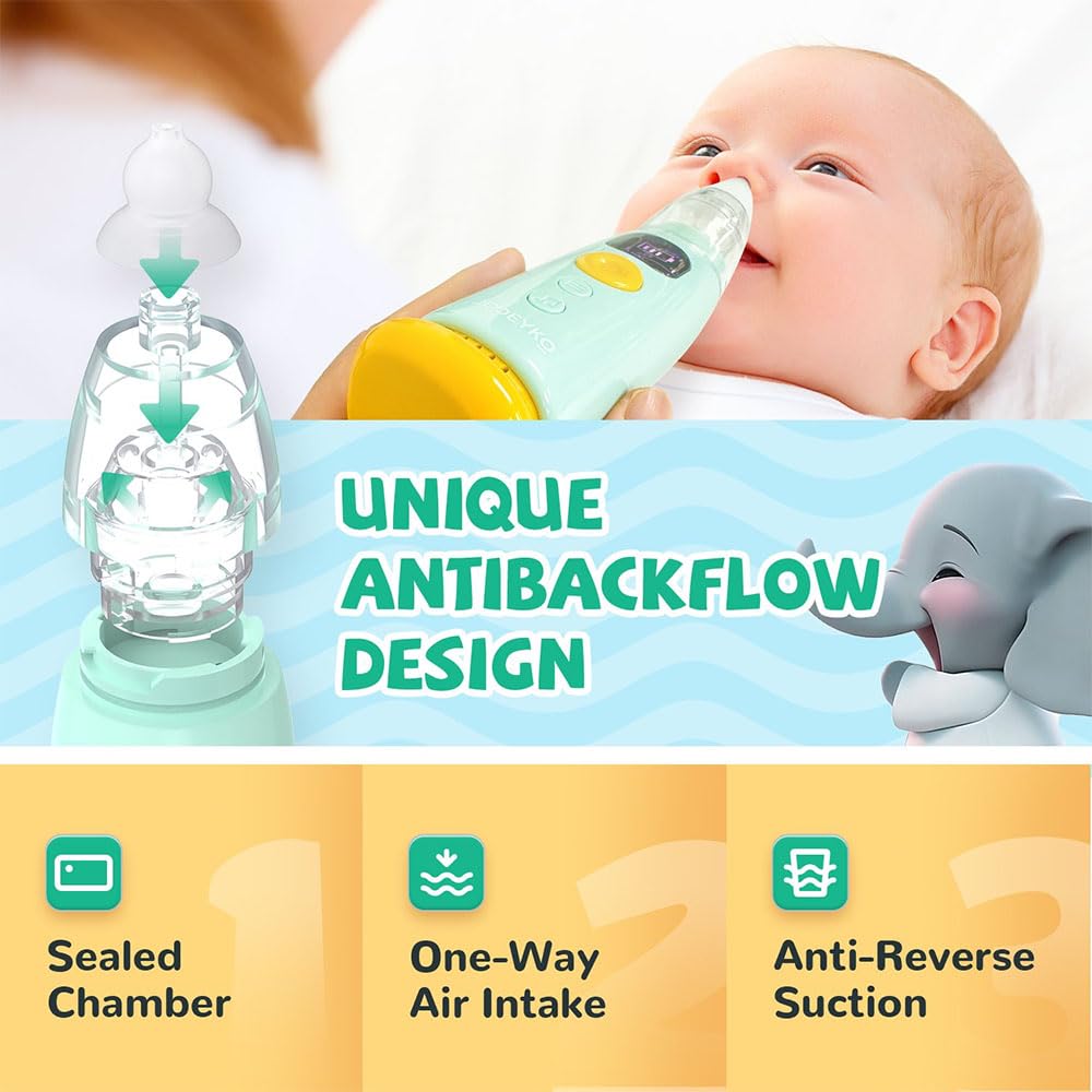 Aspirador Nasal para Bebés, Alta Potencia de Succión Aspirador Nasal Eléctrico para Bebés con 3 Potencias de Succión, Música y luz Función para Bebés y Niños Pequeños — view 2