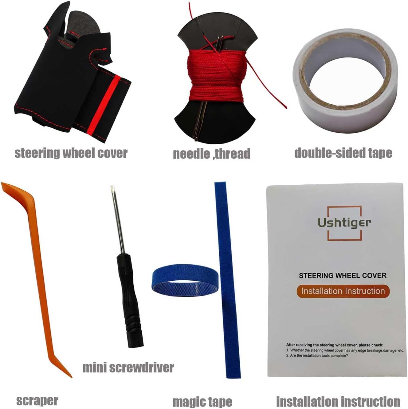 Car Steering Wheel Cover for 2015 Ford Mustang GT Premium Preformance 6-Speed 2019 ECO Boost 2018 2016 Convertible v6 PP1 Bullitt 2020 Customized Hand Stitch Wrap Custom Fit Black Suede