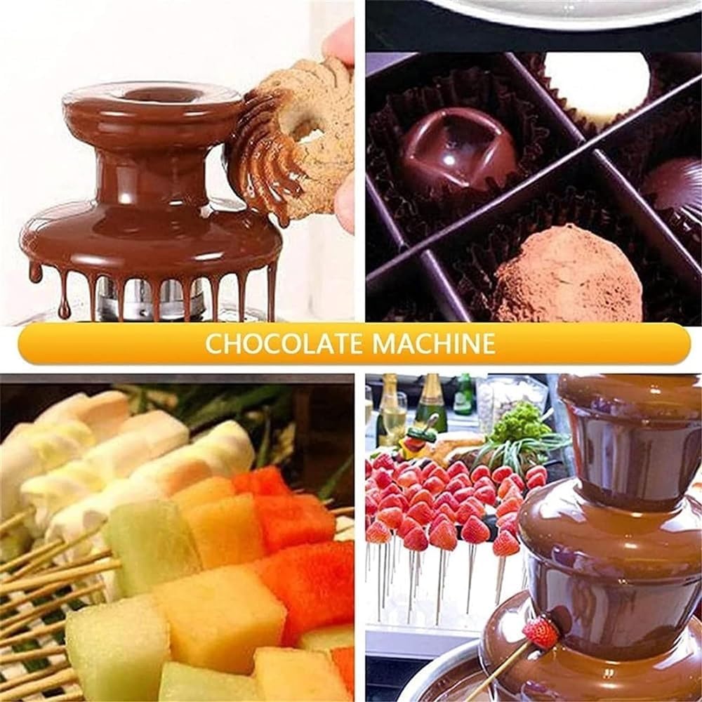 Chocolate Fountain, 4 Tier Hot Chocolate Fondue Fountain Machine, Large Size Stainless Steel Chocolate Fountain Fondue Set for Party, Wedding
