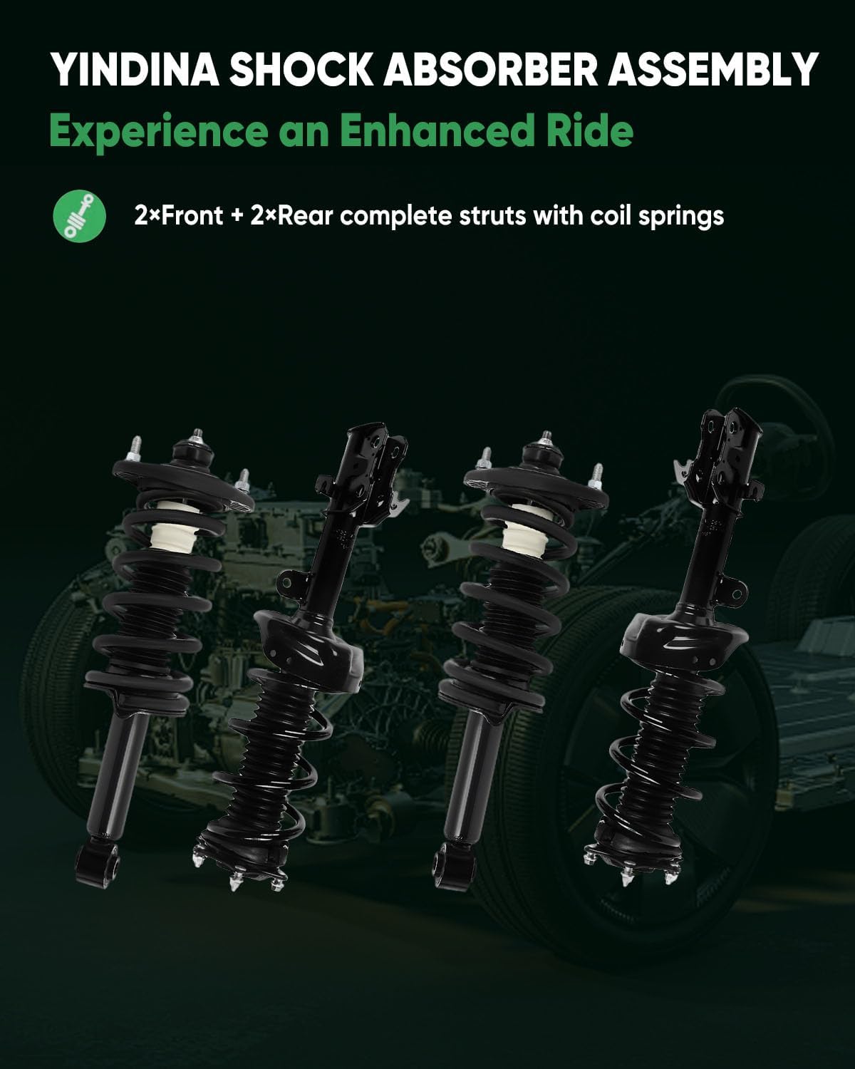 Front and Rear Shock Absorber Assy Fits for 2012-2014 for H-onda CR-V, 272492 Front & Rear Complete Strut Assemblies(Set of 4)