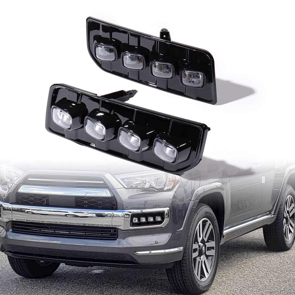 AMOPA Compatible with 2013-2022 Toyota 4Runner Limited LED DRL Daytime Running Light Fog Lamps Bezel with Dynamic Sequential Turn Signal Amber/White Switchback, A19-175