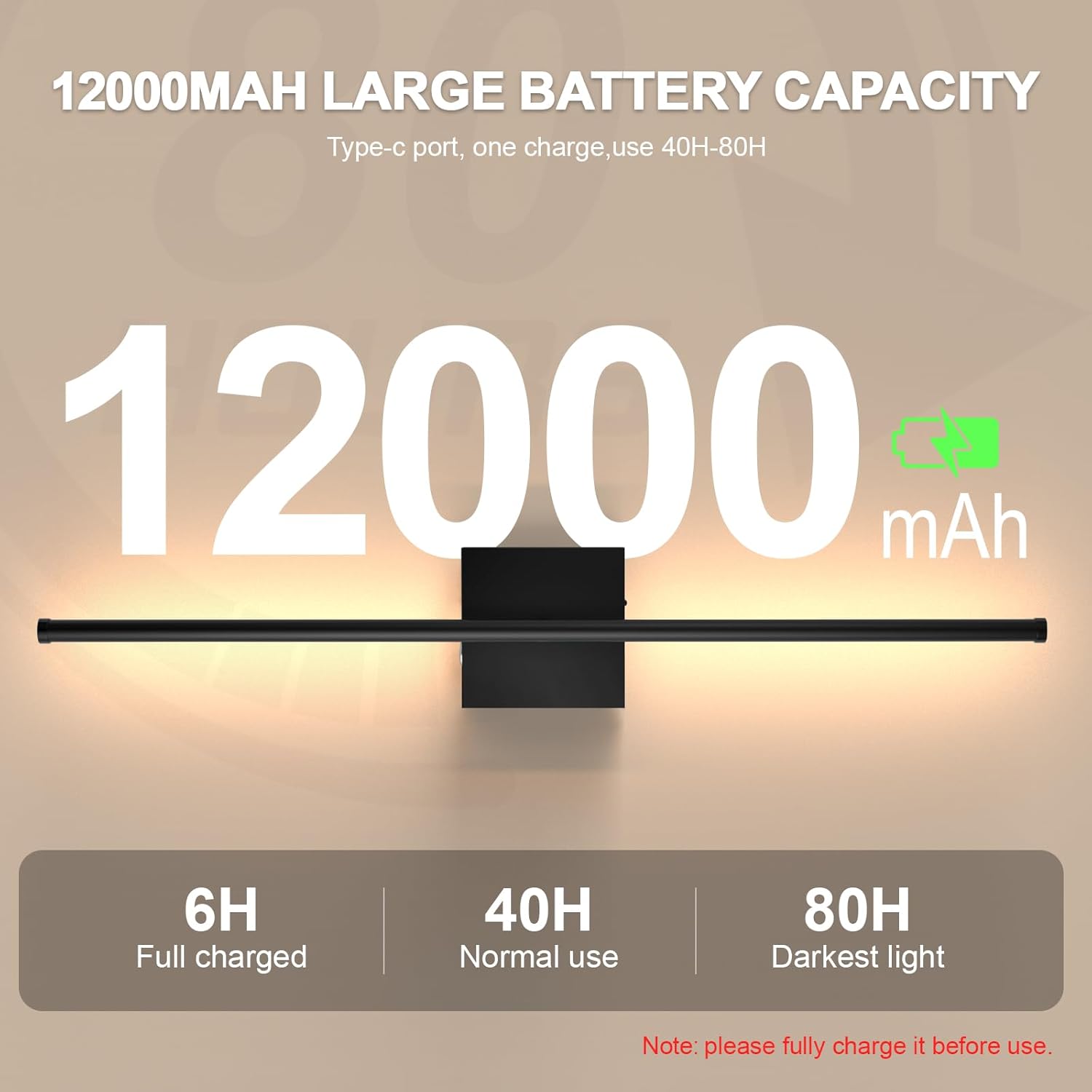 RGB Battery Operated Wall Sconces Set of Two, 12000mAh Rechargeable Wall Sconces, Wireless Wall Lights for Bedroom, Living Room, Hallway