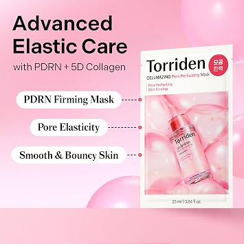 Torriden CELLMAZING Pore Perfecting Mask (10 Sheets) | Elasticity-Boosting Mask for Pores | 5D Collagen Complex, Peptide | Korean Face Mask