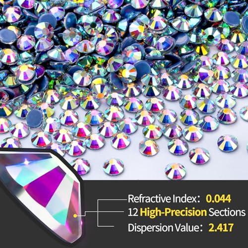 Image of Hotfix Rhinestones Bulk, 14400PCS Crystal AB Hot Fix Rhinestones for Clothes DIY Decoration Crafts, Crystal AB, SS10, 2.7-2.9mm