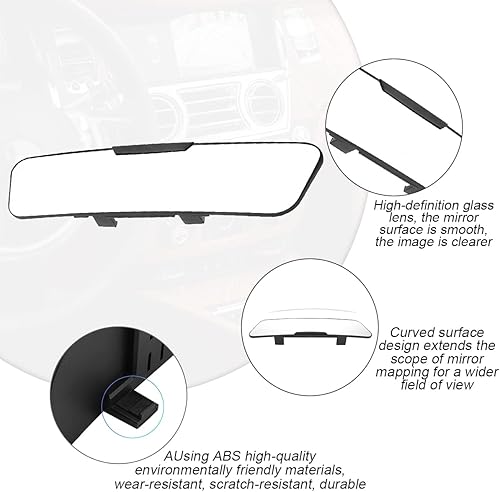 Miniatura 3 de Espejos retrovisores para automóvil, espejo retrovisor trapezoidal panorámico con clip interior para automóvil, amplio rango de visión, HD de 12