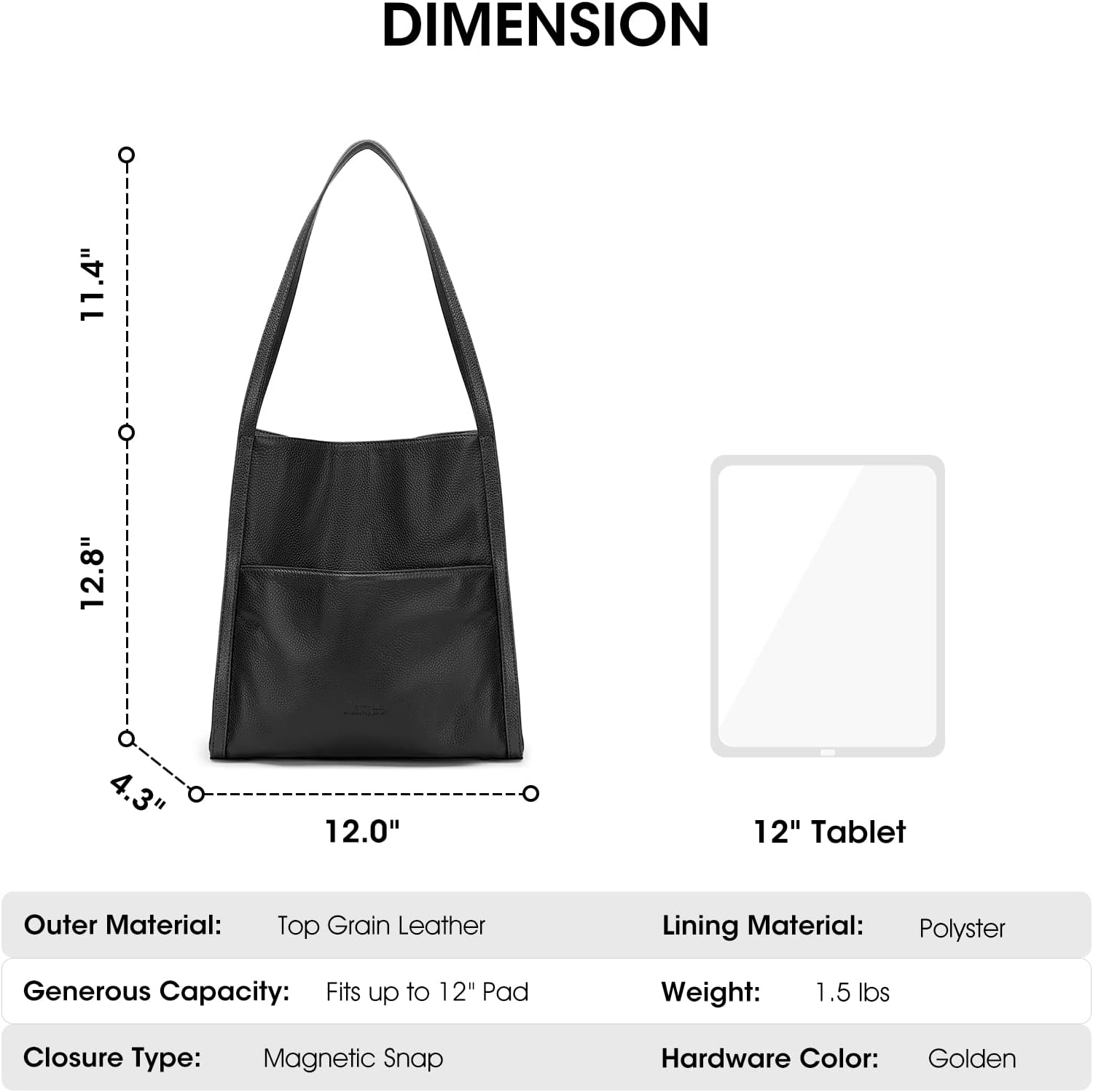 Kattee Leather Tote Shoulder Bag for Women, Leather Purse and Handbags Medium Size | Leather Purse - Image 3