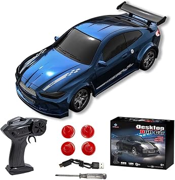 1/64 RC Drift Car, 2.4G 4WD Remote Control High Speed Mini Racing Car, Electric Racing RC Sports Car with Full Proportional Control - RTR Version Blue