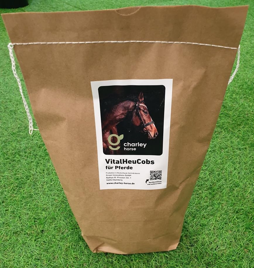 VitalHeuCobs mit Futterkohle für eine gesunde Verdauung und zur Vorbeugung gegen Koliken und Kotwasser, 2kg Beutel
