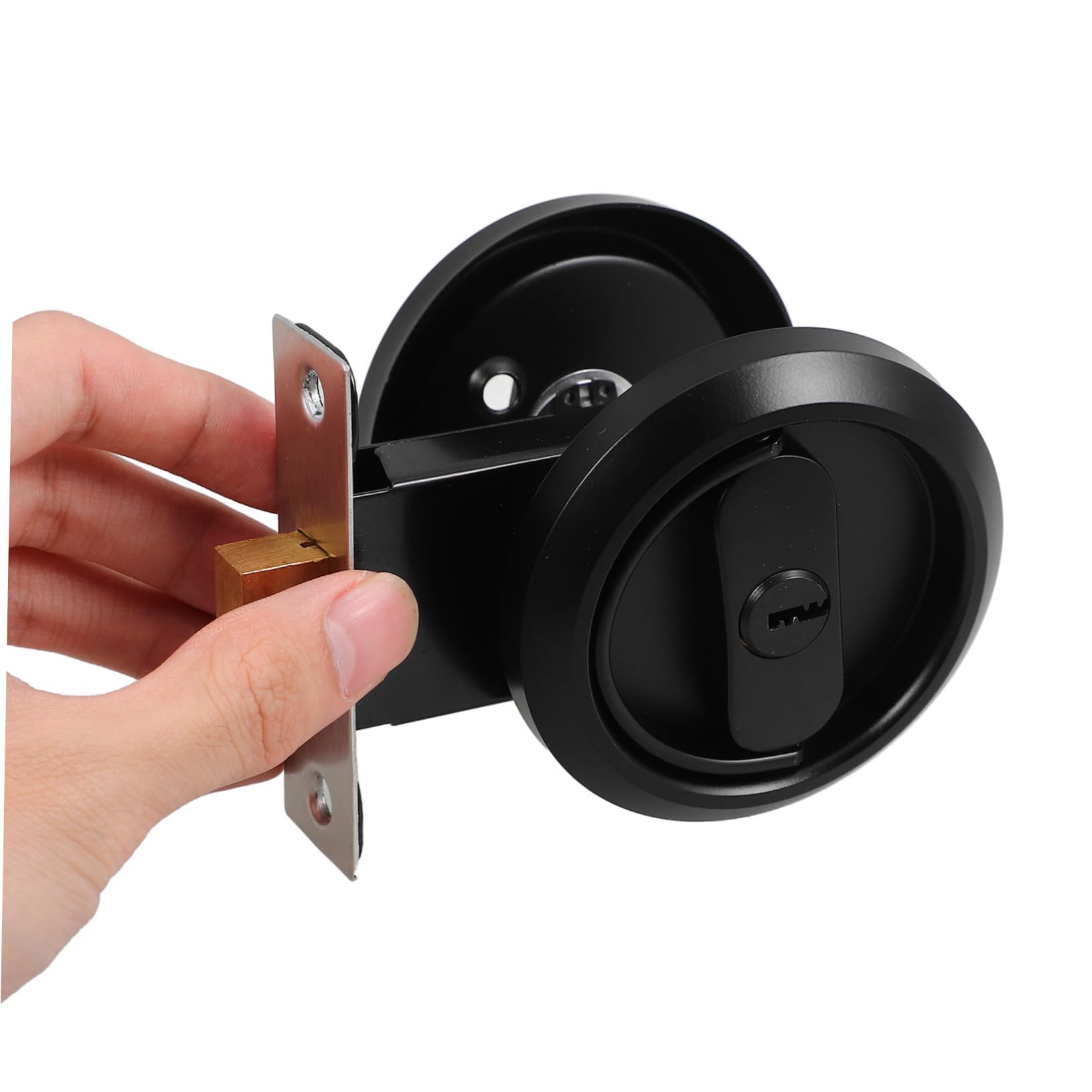 NUOBESTY Cerradura Diseño Invisible de Acero Inoxidable Redonda de Puerta de Bolsillo Instalación Rápida, para Dormitorio y Baño