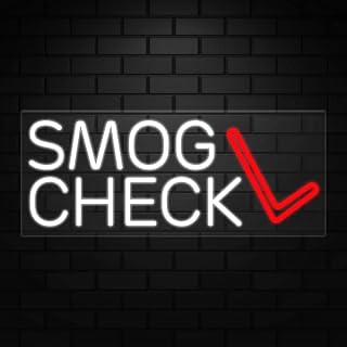 Smog Check Sign for Retail Displays | Value priced LED Flex Neon | Electronic Light Up LED Sign for Windows/Walls | 30"W x 12"H x 1"D