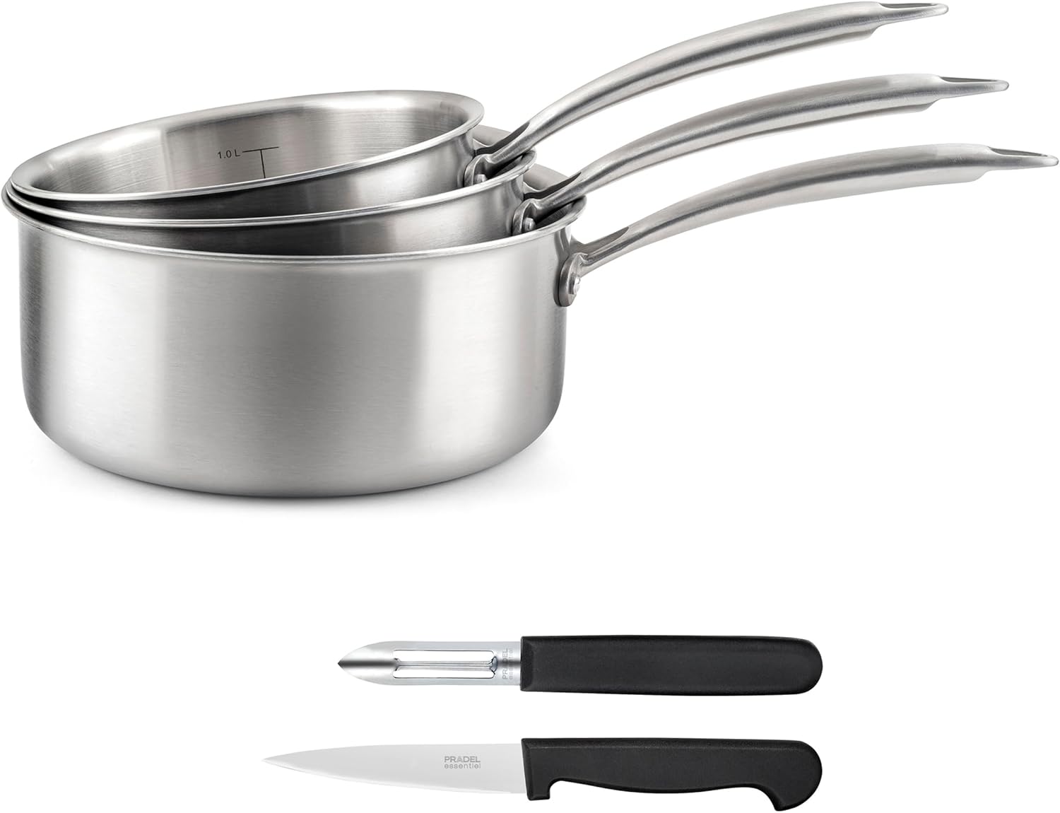 CUISINOX - Cooking and Cutlery Set - Gourmet - Suitable for All Hob Types Including Induction - Stainless Steel - Firm Grip - No PFAS, PTFE, PFOA - Made in France