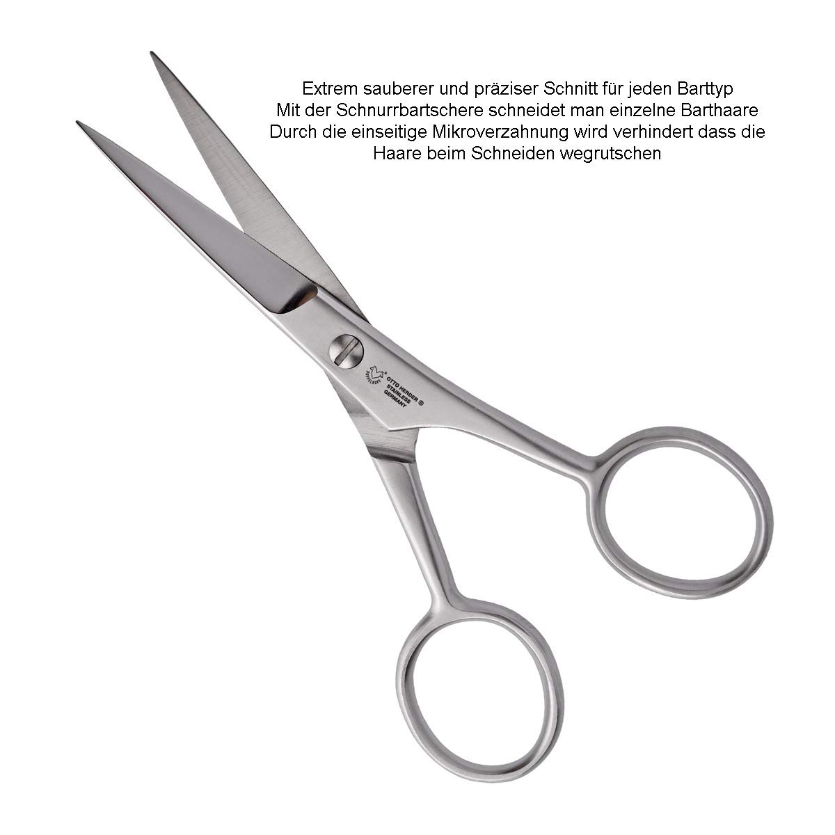 Otto Herder® Tijeras para Barba | 11,5 cm con Microdientes Unilaterales | Estuche Incluido | Corte Afilado y Preciso