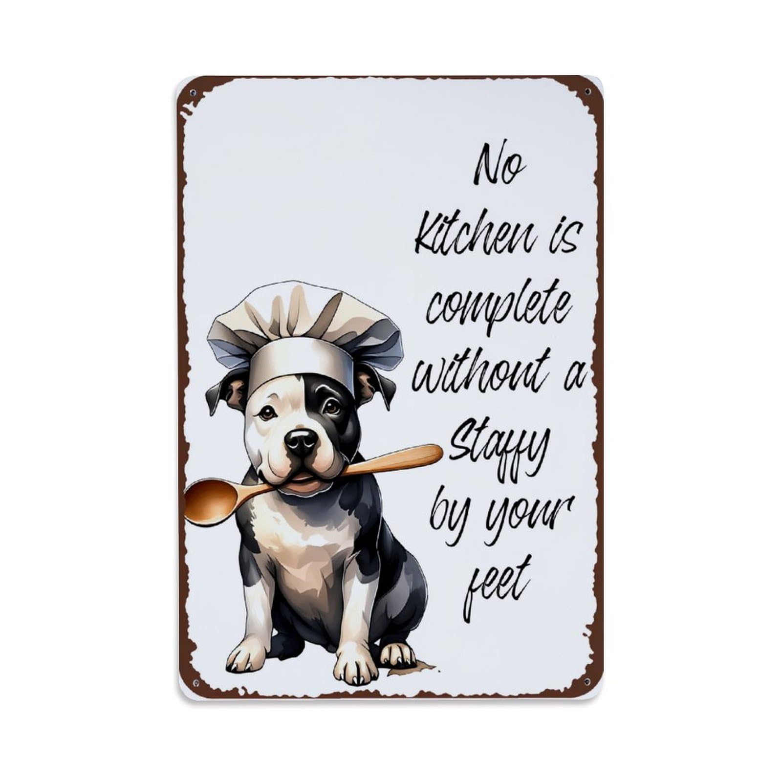 Enderetf Vintage Chef Dog With Spoon And Hat Tin Sign Metal Poster, Home Bar Garage Man Cave Cafe Indoor & Outdoor Wall Decoration 8X12inches