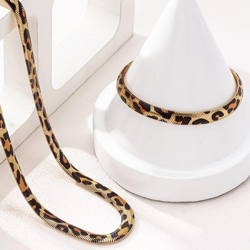 Leopard Earrings Necklace Bracelet for Women Bohemia Statement Leopard Jewelry Set Prom Party Wedding Cosplay Costume Accessories - Image 2